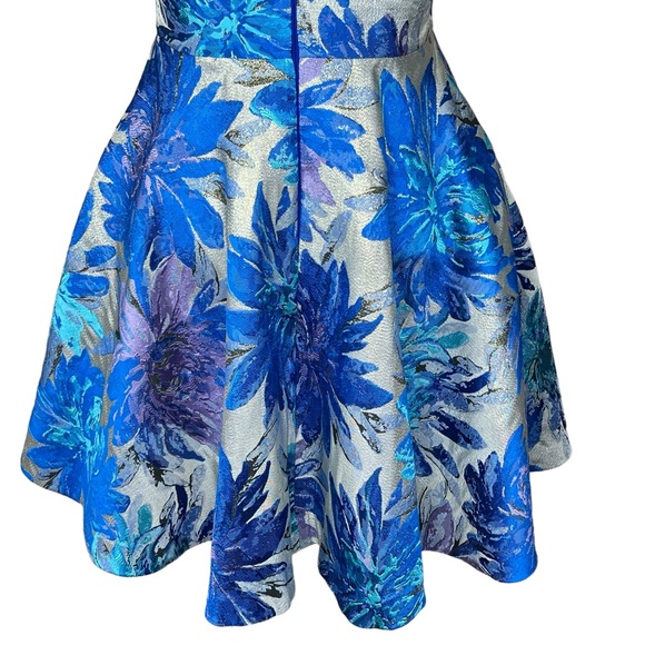 Belle Badgley Mischka Formal Floral Tapestry Dress With Metallic Thread 6 EUC - Picture 8 of 16